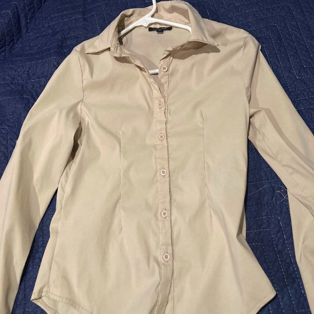 BUSINESS OFFICE WORK BLOUSE BUTTON DOWN LONG SLEEVE